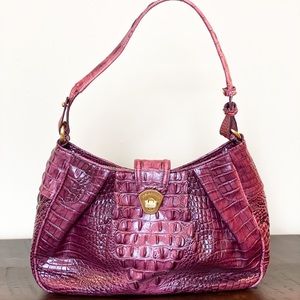 Brahmin wine/plum embossed leather shoulder bag